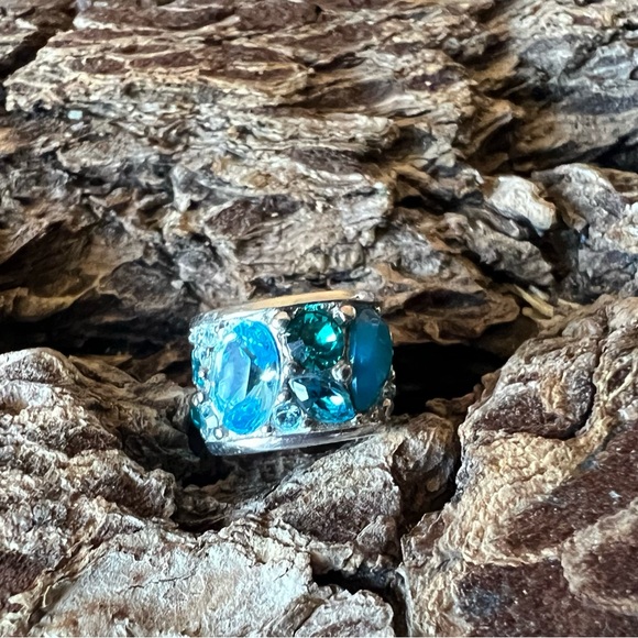 New Chamilia Swarovski Crystals Charm Mosaic Blue Multi Silver Bead Murano - Picture 7 of 13